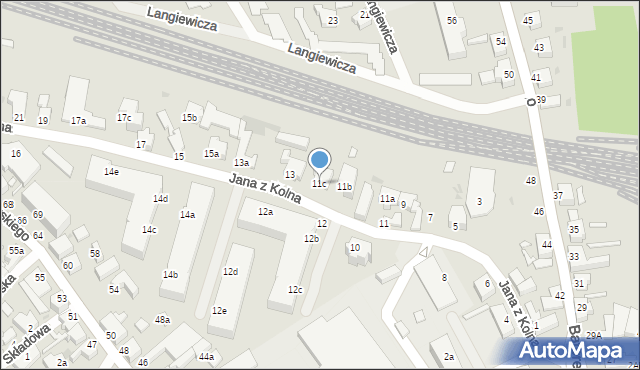 Zielona Góra, Jana z Kolna, 11c, mapa Zielona Góra