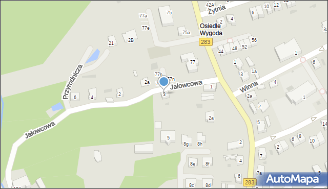 Zielona Góra, Jałowcowa, 3, mapa Zielona Góra