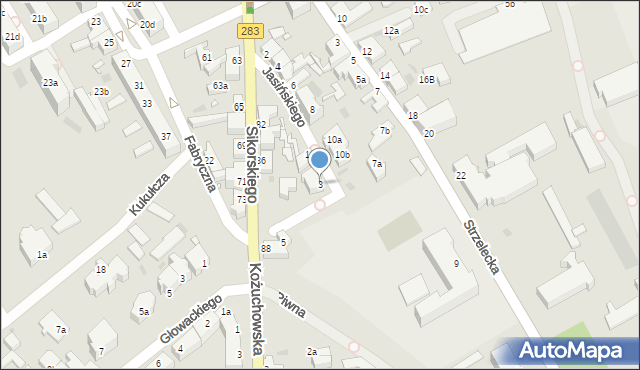 Zielona Góra, Jasińskiego Jakuba, gen., 3, mapa Zielona Góra