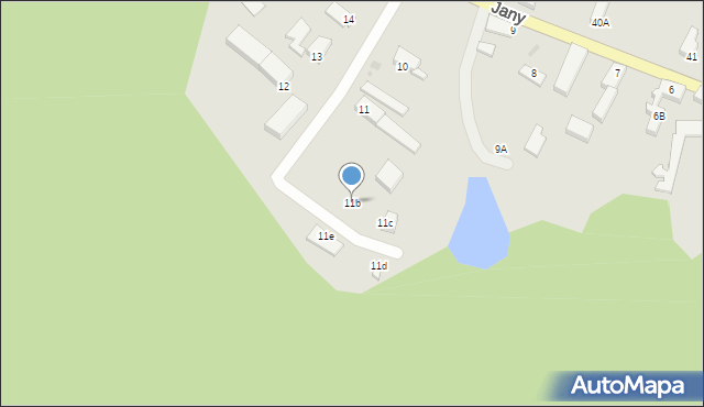 Zielona Góra, Jany, 11b, mapa Zielona Góra