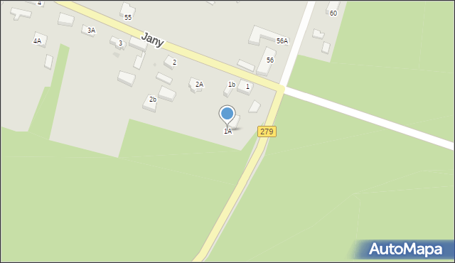 Zielona Góra, Jany, 1A, mapa Zielona Góra