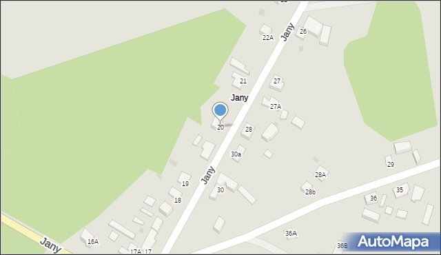 Zielona Góra, Jany, 20, mapa Zielona Góra