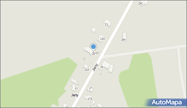 Zielona Góra, Jany, 22, mapa Zielona Góra