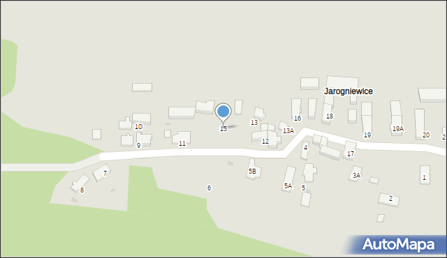 Zielona Góra, Jarogniewice, 15, mapa Zielona Góra