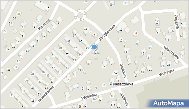 Żory, Jarzębinowa, 10, mapa Żor