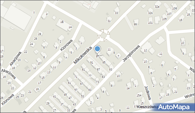 Żory, Jarzębinowa, 97, mapa Żor