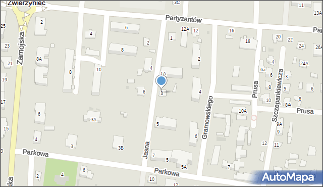 Zwierzyniec, Jasna, 3, mapa Zwierzyniec