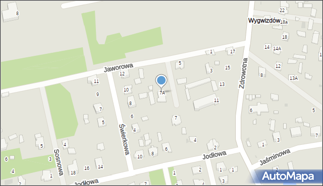 Zwierzyniec, Jaworowa, 7A, mapa Zwierzyniec