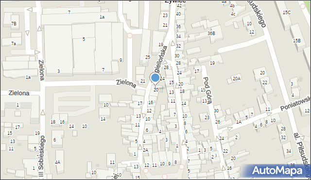 Żywiec, Jagiellońska, 20, mapa Żywiec