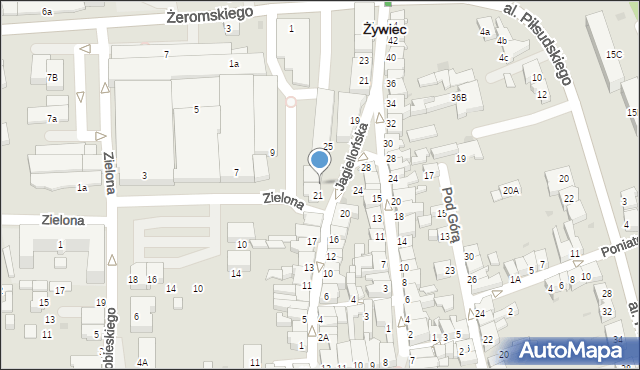 Żywiec, Jagiellońska, 23, mapa Żywiec