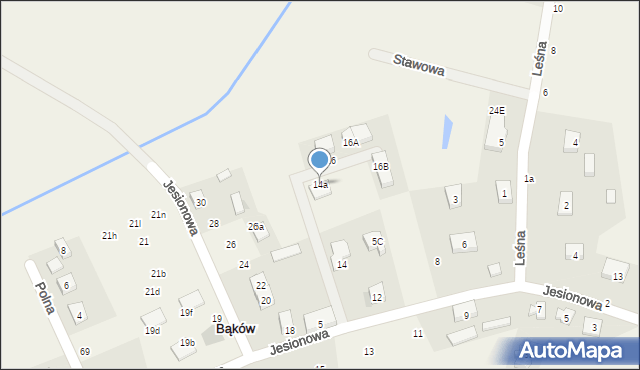 Bąków, Jesionowa, 14a, mapa Bąków