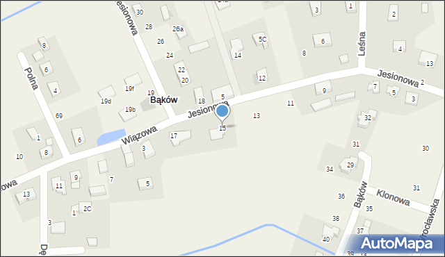 Bąków, Jesionowa, 15, mapa Bąków