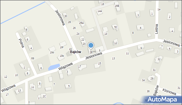 Bąków, Jesionowa, 18, mapa Bąków