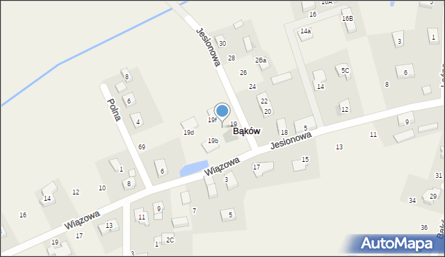 Bąków, Jesionowa, 19a, mapa Bąków