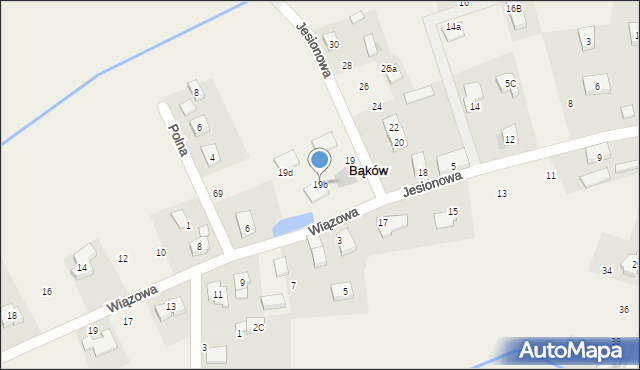 Bąków, Jesionowa, 19b, mapa Bąków