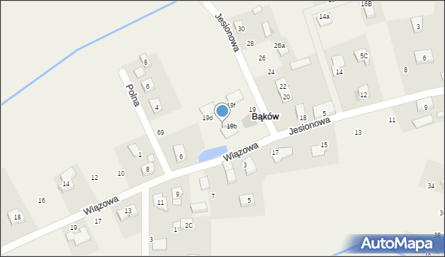Bąków, Jesionowa, 19c, mapa Bąków