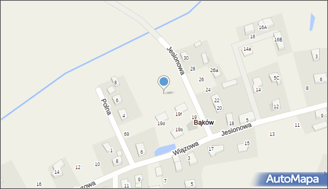 Bąków, Jesionowa, 21b, mapa Bąków