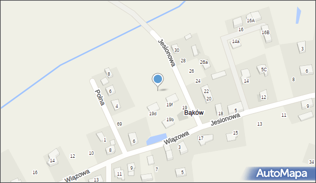 Bąków, Jesionowa, 21c, mapa Bąków
