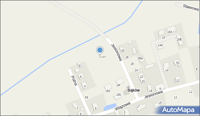 Bąków, Jesionowa, 21k, mapa Bąków