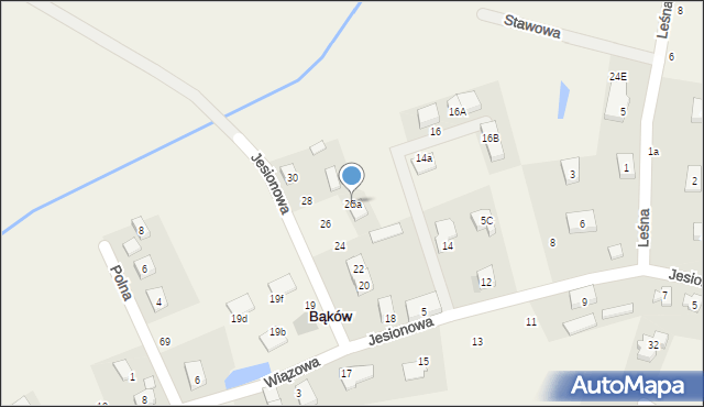 Bąków, Jesionowa, 26a, mapa Bąków