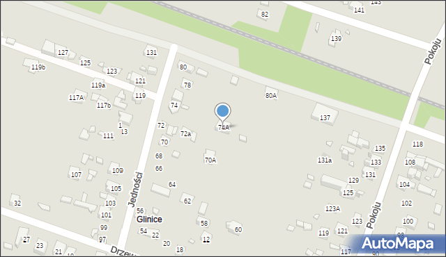 Będzin, Jedności, 74A, mapa Będzin