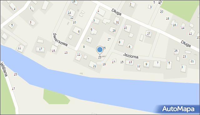 Białobrzegi, Jeziorna, 23, mapa Białobrzegi