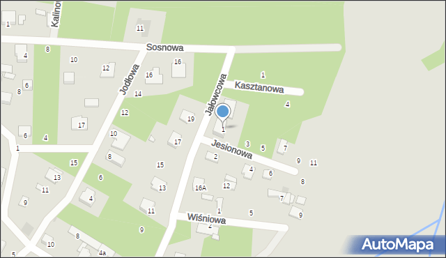 Białobrzegi, Jesionowa, 1, mapa Białobrzegi