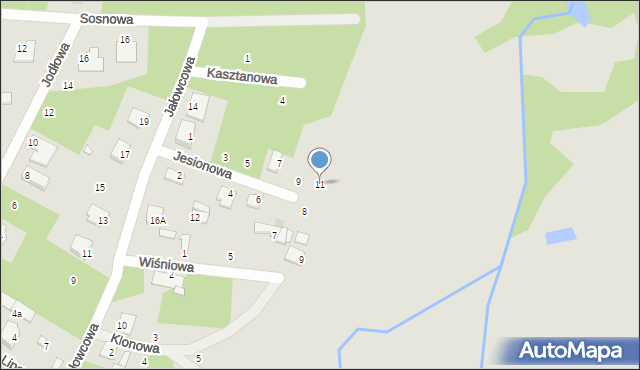 Białobrzegi, Jesionowa, 11, mapa Białobrzegi