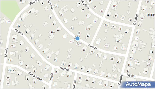 Białystok, Jelenia, 16, mapa Białegostoku