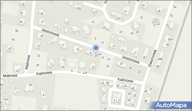 Bielany Wrocławskie, Jesionowa, 10, mapa Bielany Wrocławskie