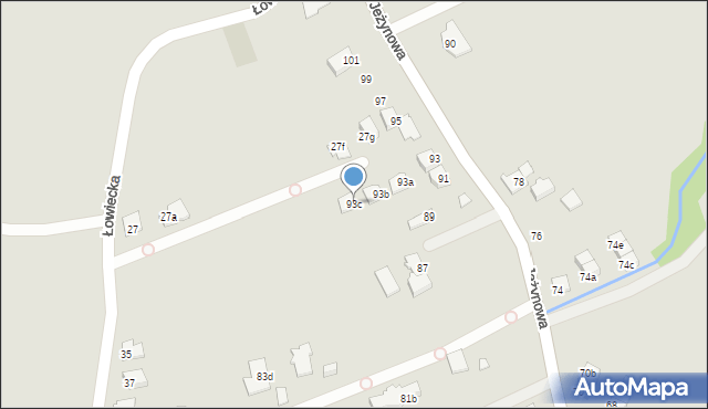 Bielsko-Biała, Jeżynowa, 93c, mapa Bielsko-Białej