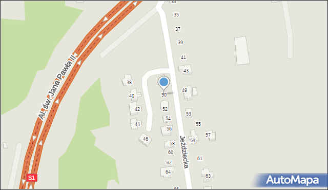 Bielsko-Biała, Jeździecka, 50, mapa Bielsko-Białej