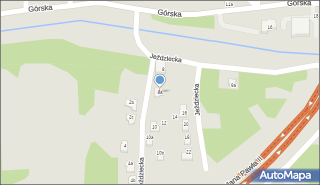 Bielsko-Biała, Jeździecka, 8a, mapa Bielsko-Białej