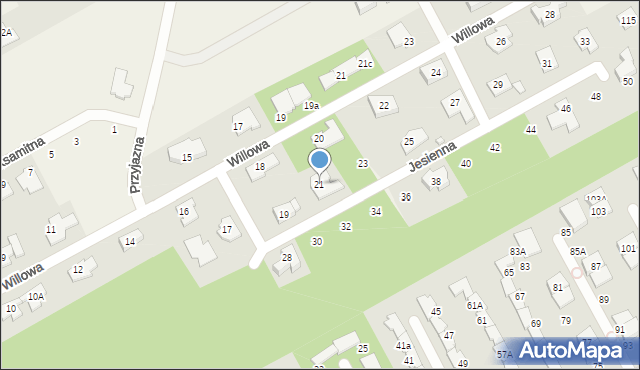 Bobrowiec, Jesienna, 21, mapa Bobrowiec