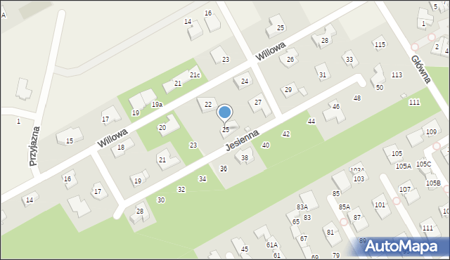 Bobrowiec, Jesienna, 25, mapa Bobrowiec
