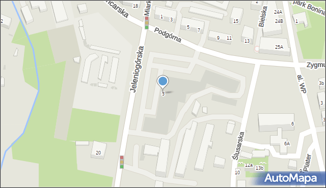 Bolesławiec, Jeleniogórska, 3, mapa Bolesławca