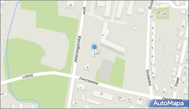 Bolesławiec, Jeleniogórska, 5, mapa Bolesławca