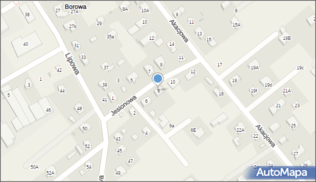 Borowa, Jesionowa, 8, mapa Borowa
