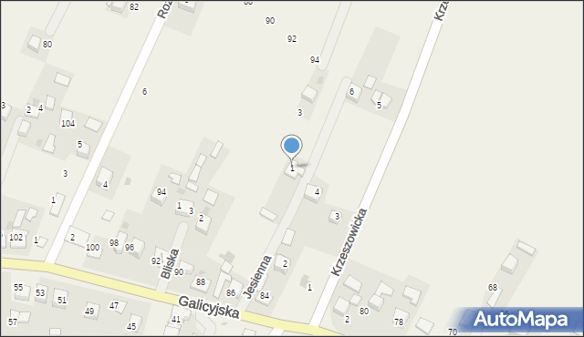 Brodła, Jesienna, 1, mapa Brodła