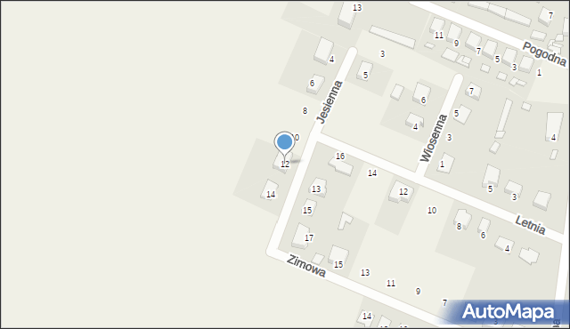 Brodowo, Jesienna, 12, mapa Brodowo