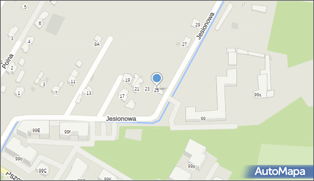 Brwinów, Jesionowa, 25, mapa Brwinów