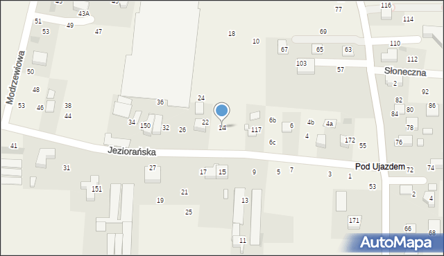 Brzezie, Jeziorańska, 14, mapa Brzezie