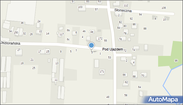 Brzezie, Jeziorańska, 3, mapa Brzezie