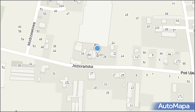 Brzezie, Jeziorańska, 32, mapa Brzezie