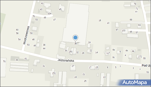 Brzezie, Jeziorańska, 36, mapa Brzezie