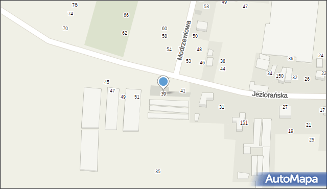 Brzezie, Jeziorańska, 39, mapa Brzezie