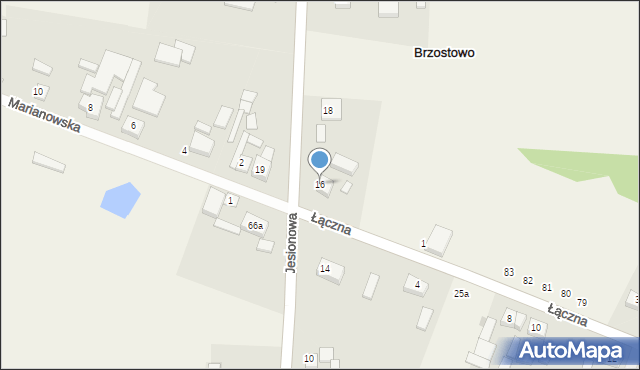 Brzostowo, Jesionowa, 16, mapa Brzostowo