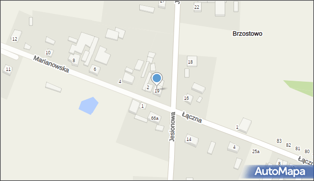 Brzostowo, Jesionowa, 19, mapa Brzostowo