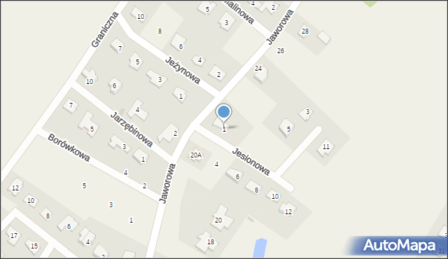 Brzozówka, Jesionowa, 1, mapa Brzozówka