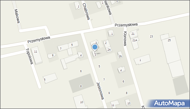 Cieplewo, Jesionowa, 1, mapa Cieplewo